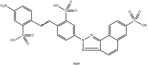 2H-Naphtho[1,2-d]triazole-5-sulfonic acid,2-[4-[2-(4-amino-2-sulfophenyl)ethenyl]-3-sulfophenyl]-,trisodium salt Struktur