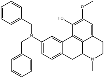 10-Dibenzylamino-5,6,6a,7-tetrahydro-2-methoxy-6-methyl-4H-dibenzo[de,g]quinolin-1-ol Struktur