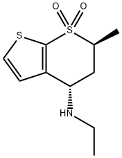 4H-Thieno[2,3-b]thiopyran-4-amine,N-ethyl-5,6-dihydro-6-methyl-, 7,7-dioxide, (4S,6S) Struktur