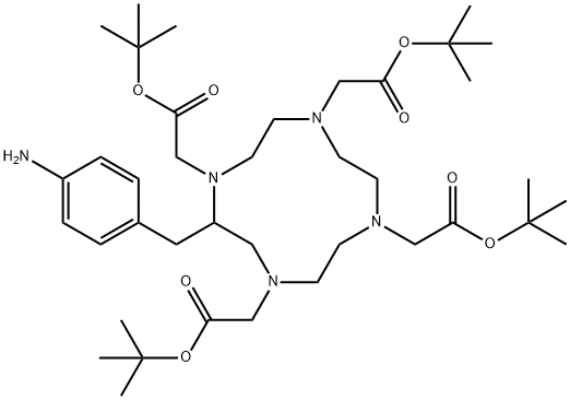 1,4,7,10-Tetraazacyclododecane-1,4,7,10-tetraacetic acid, 2-[(4-aMinophenyl)Methyl]-, tetrakis(1,1-diMethylethyl) ester Struktur