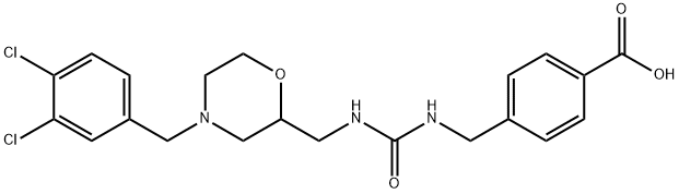 4-{3-[4-(3,4-Dichloro-benzyl)-morpholin-2-ylmethyl]-ureidomethyl}-benzamide Struktur