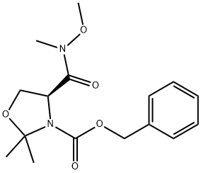 (S)-BENZYL 4-(N-METHOXY-N-METHYLCARBAMOYL)-2,2-DIMETHYLOXAZOLIDINE-3-CARBOXYLATE Struktur