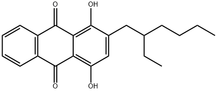 2-(2-ethylhexyl)-1,4-dihydroxyanthraquinone Struktur