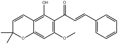 (2E)-1-(5-ヒドロキシ-7-メトキシ-2,2-ジメチル-2H-1-ベンゾピラン-6-イル)-3-フェニル-2-プロペン-1-オン 化學(xué)構(gòu)造式