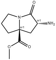 1H-Pyrrolizine-7a(5H)-carboxylicacid,2-aminotetrahydro-3-oxo-,methylester, Struktur