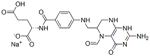 sodium hydrogen N-[4-[[(2-amino-5-formyl-1,4,5,6,7,8-hexahydro-4-oxo-6-pteridinyl)methyl]amino]benzoyl]-L-glutamate Struktur