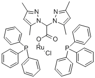 BIS(TRIPHENYLPHOSPHINO)[BIS(3,5-DIMETHYLPYRAZOL-1-YL)ACETATO]CHLORORUTHENIUM(II) Struktur