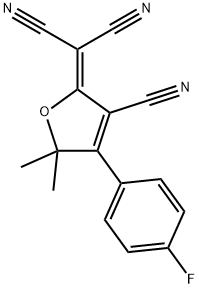 2-[3-CYANO-4-(4-FLUOROPHENYL)-5,5-DIMETHYL-5H-FURAN-2-YLIDENE]MALONONITRILE Struktur