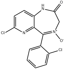 7-chloro-5-(2-chlorophenyl)-1,3-dihydro-2H-pyrido[3,2-b]-1,4-diazepin-2-one 4-oxide Struktur