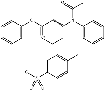 3-ethyl-2-[2-(N-phenylacetamido)vinyl]benzoxazolium p-toluenesulphonate Struktur