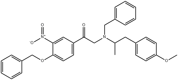 Ethanone, 2-[[2-(4-Methoxyphenyl)-1-Methylethyl](phenylMethyl)aMino]-1-[3-nitro-4-(phenylMethoxy)phenyl]- Struktur