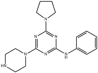 N-Phenyl-4-(1-piperazinyl)-6-(1-pyrrolidinyl)-1,3,5-triazin-2-amine Struktur