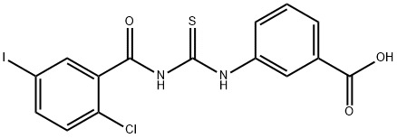 3-[[[(2-CHLORO-5-IODOBENZOYL)AMINO]THIOXOMETHYL]AMINO]-BENZOIC ACID Struktur