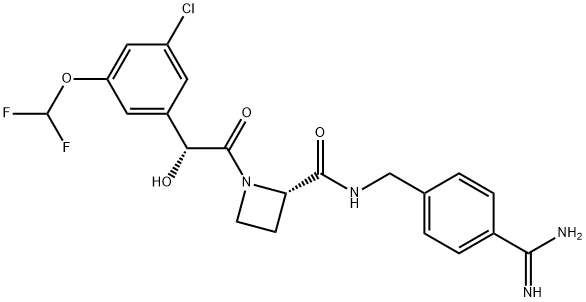 2-AzetidinecarboxaMide, N-[[4-(aMinoiMinoMethyl)phenyl]Methyl]-1-[(2R)-2-[3-chloro-5-(difluoroMethoxy)phenyl]-2-hydroxyacetyl]-, (2S)- 結(jié)構(gòu)式