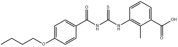 3-[[[(4-BUTOXYBENZOYL)AMINO]THIOXOMETHYL]AMINO]-2-METHYL-BENZOIC ACID Struktur