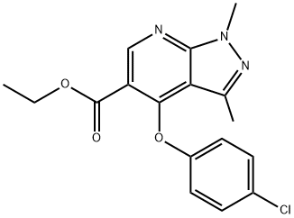 ethyl 4-(4-chlorophenoxy)-1,3-dimethyl-1H-pyrazolo[3,4-b]pyridine-5-carboxylate Struktur