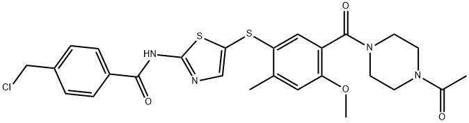 N-(5-(5-(4-acetylpiperazine-1-carbonyl)-4-Methoxy-2-Methylphenylthio)thiazol-2-yl)-4-(chloroMethyl)benzaMide Struktur