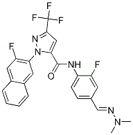 1H-Pyrazole-5-carboxaMide, N-[4-[(diMethylaMino)iMinoMethyl]-2-fluorophenyl]-1-(3-fluoro-2-naphthalenyl)-3-(trifluoroMethyl)- Struktur