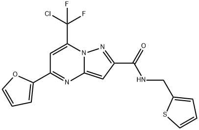 7-(Chlorodifluoromethyl)-5-(2-furanyl)-N-(2-thienylmethyl)pyrazolo[1,5-a]pyrimidine-2-carboxamide Struktur