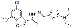 3-Benzofurancarboxylic  acid,  5-chloro-7-methoxy-,  [[5-(diethylamino)-2-furanyl]methylene]hydrazide  (9CI) Struktur