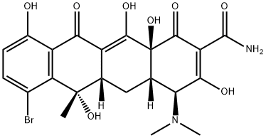 (2Z,4S,4aS,5aS,6R,12aS)-2-(amino-hydroxy-methylidene)-7-bromo-4-dimethylamino-6,10,11,12a-tetrahydroxy-6-methyl-4,4a,5,5a-tetrahydrotetracene-1,3,12-trione Struktur