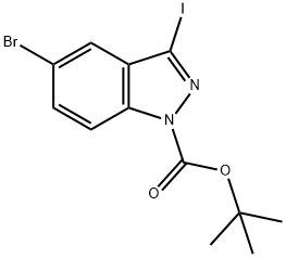 3-IODO-5-BROMO-1H-INDAZOLE-1-CARBOXYLIC ACID TERT-BUTYL ESTER Struktur