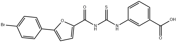 3-[[[[[5-(4-BROMOPHENYL)-2-FURANYL]CARBONYL]AMINO]THIOXOMETHYL]AMINO]-BENZOIC ACID Struktur