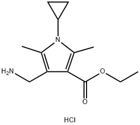 ETHYL 4-(AMINOMETHYL)-1-CYCLOPROPYL-2,5-DIMETHYL-1H-PYRROLE-3-CARBOXYLATE HYDROCHLORIDE Struktur