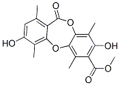 3,8-Dihydroxy-1,4,6,9-tetramethyl-11-oxo-11H-dibenzo[b,e][1,4]dioxepin-7-carboxylic acid methyl ester Struktur