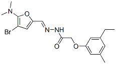 Acetic  acid,  (3-ethyl-5-methylphenoxy)-,  [[4-bromo-5-(dimethylamino)-2-furanyl]methylene]hydrazide  (9CI) Struktur