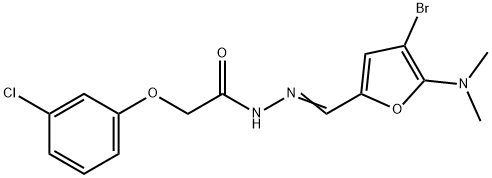 Acetic  acid,  (3-chlorophenoxy)-,  [[4-bromo-5-(dimethylamino)-2-furanyl]methylene]hydrazide  (9CI) Struktur