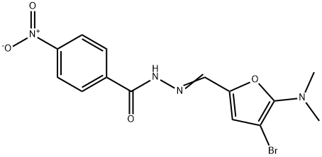 Benzoic  acid,  4-nitro-,  [[4-bromo-5-(dimethylamino)-2-furanyl]methylene]hydrazide  (9CI) Struktur