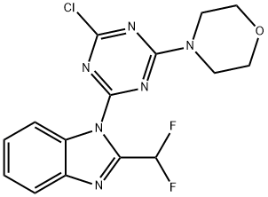 4-(4-CHLORO-6-(2-(DIFLUOROMETHYL)-1H-BENZO[D]IMIDAZOL-1-YL)-1,3,5-TRIAZIN-2-YL)MORPHOLINE Struktur