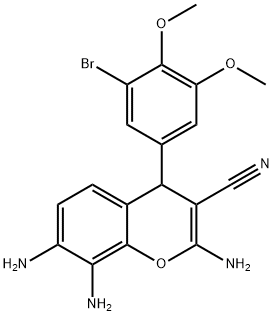 4H-1-Benzopyran-3-carbonitrile, 2,7,8-triaMino-4-(3-broMo-4,5-diMethoxyphenyl)- Struktur