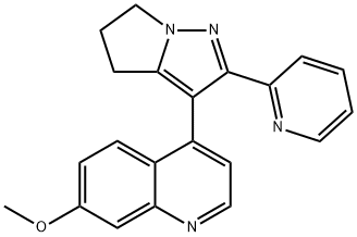 Quinoline, 4-[5,6-dihydro-2-(2-pyridinyl)-4H-pyrrolo[1,2-b]pyrazol-3-yl]-7-Methoxy- Struktur