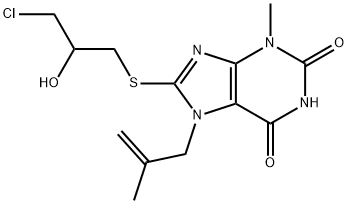 8-[(3-chloro-2-hydroxypropyl)sulfanyl]-3-methyl-7-(2-methyl-2-propenyl)-3,7-dihydro-1H-purine-2,6-dione Struktur