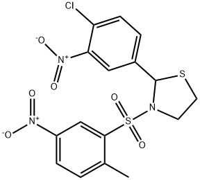 Thiazolidine, 2-(4-chloro-3-nitrophenyl)-3-[(2-methyl-5-nitrophenyl)sulfonyl]- (9CI) Struktur