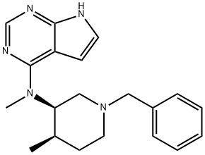 7H-Pyrrolo[2,3-d]pyriMidin-4-aMine, N-Methyl-N-[(3R,4R)-4-Methyl-1-(phenylMethyl)-3-piperidinyl]- Structure