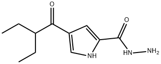 1H-Pyrrole-2-carboxylicacid,4-(2-ethyl-1-oxobutyl)-,hydrazide(9CI) Struktur