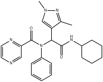 Pyrazinecarboxamide, N-[2-(cyclohexylamino)-1-(1,3-dimethyl-1H-pyrazol-4-yl)-2-oxoethyl]-N-phenyl- (9CI) Struktur