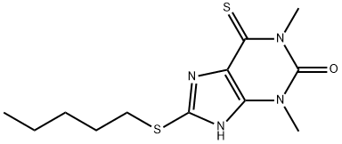 1,7-Dihydro-1,3-dimethyl-8-(pentylthio)-6-thioxo-2H-purin-2-one Struktur