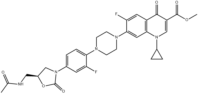 3-Quinolinecarboxylic acid, 7-[4-[4-[(5S)-5-[(acetylaMino)Methyl]-2-oxo-3-oxazolidinyl]-2-fluorophenyl]-1-piperazinyl]-1-cyclopropyl-6-fluoro-1,4-dihydro-4-oxo-, Methyl ester Struktur