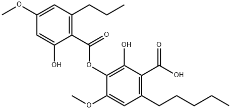 2-Hydroxy-3-(2-hydroxy-4-methoxy-6-propylbenzoyloxy)-4-methoxy-6-pentylbenzoic acid Struktur