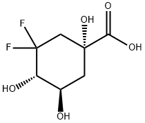 Cyclohexanecarboxylic acid, 3,3-difluoro-1,4,5-trihydroxy-, (1R,4S,5R)- (9CI) Struktur