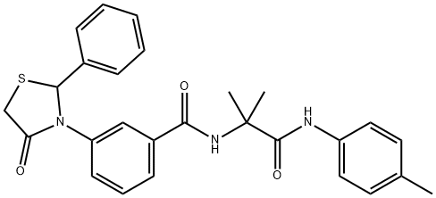 Benzamide, N-[1,1-dimethyl-2-[(4-methylphenyl)amino]-2-oxoethyl]-3-(4-oxo-2-phenyl-3-thiazolidinyl)- (9CI) Struktur