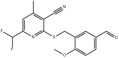 6-(DIFLUOROMETHYL)-2-[(5-FORMYL-2-METHOXYBENZYL)THIO]-4-METHYLNICOTINONITRILE Struktur