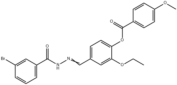 4-[2-(3-bromobenzoyl)carbohydrazonoyl]-2-ethoxyphenyl 4-methoxybenzoate Struktur