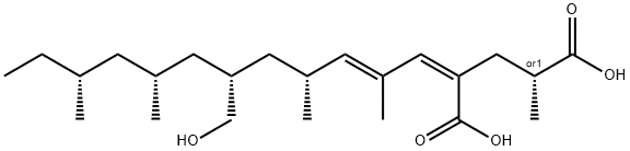 2-(6-Hydroxymethyl-2,4,8,10-tetramethyl-2-dodecen-1-ylidene)-4-methylpentanedioic acid Struktur