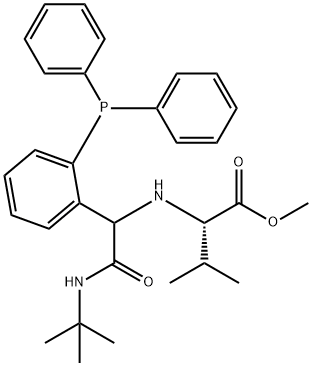 L-Valine, N-[2-[(1,1-dimethylethyl)amino]-1-[2-(diphenylphosphino)phenyl]-2-oxoethyl]-, methyl ester (9CI) Struktur