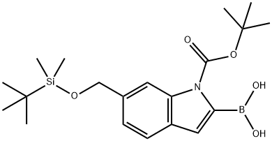 1H-Indole-1-carboxylic acid, 2-borono-6-[[[(1,1-dimethylethyl)dimethylsilyl]oxy]methyl]-, 1-(1,1-dimethylethyl) ester (9CI) Struktur